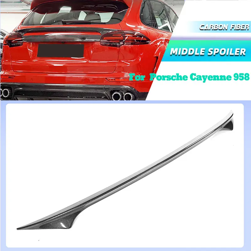 

Full Carbon Fiber Car Rear Trunk Middle Spoiler Wings for Porsche Cayenne 958 Turbo S Sport 2015-2017 Rear Spoiler Wing Lip