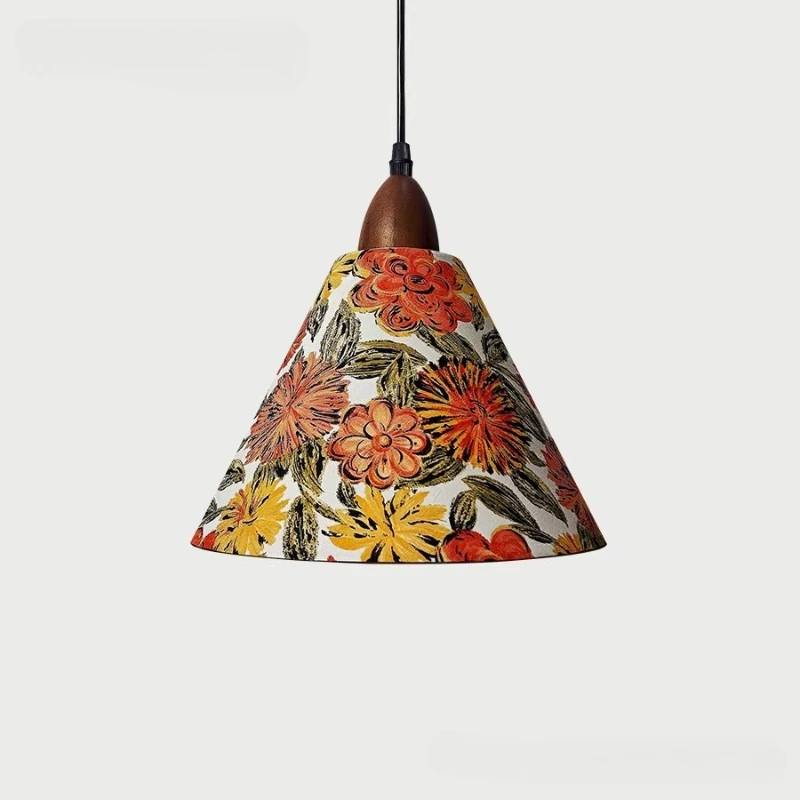 Solid Wood LED Chandelier Luxury Painted Ceiling Lamps Restaurant Living Room Exhibition Hall Pendant Light Textile Taper Lamps