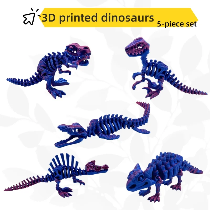 Juego de dinosaurios impresos en 3D de 5 piezas con juntas móviles, incluye Ankylosaurus, Sauron y Spinosaurus, pastilla de exhibición para el hogar y la decoración
