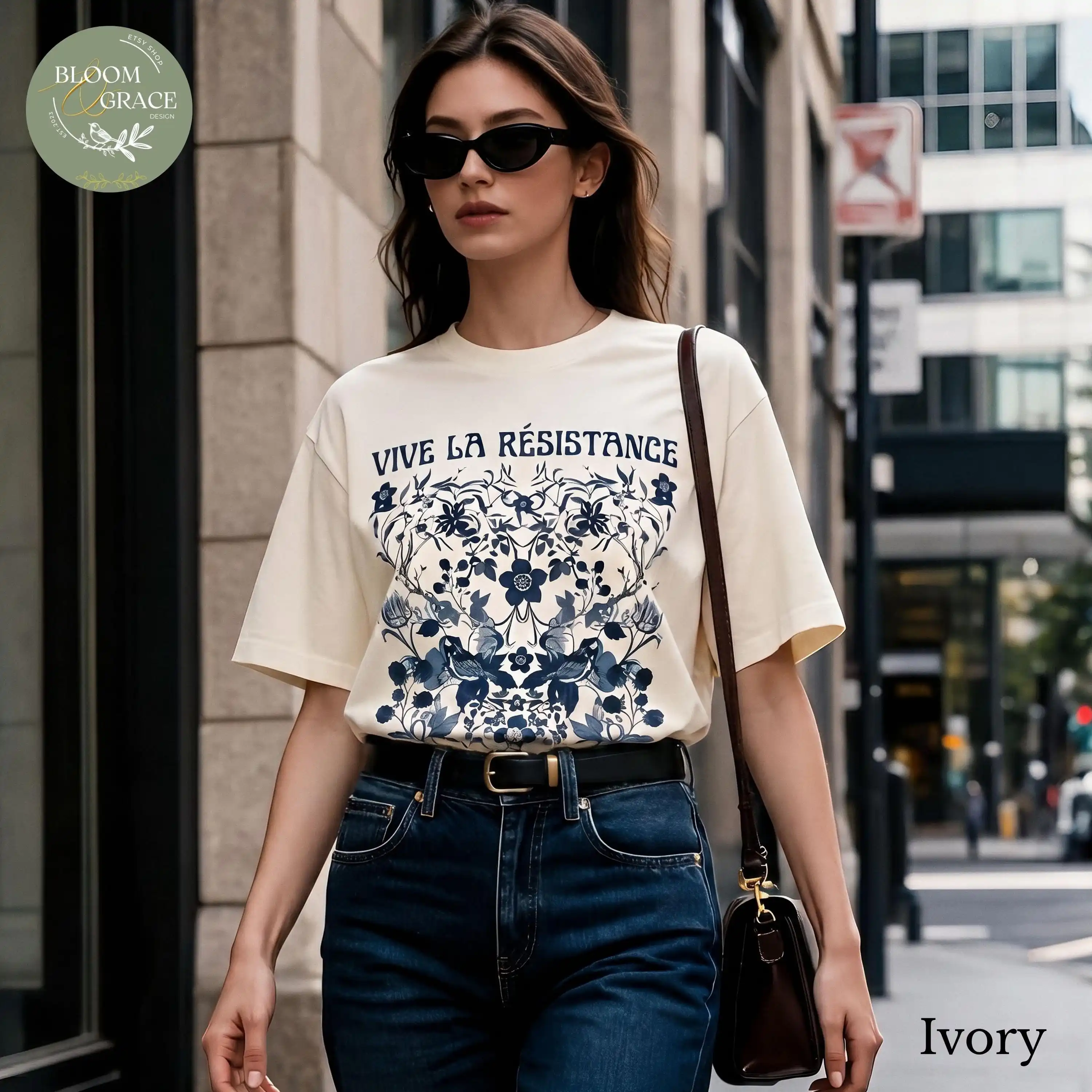 Vive La Resistance Floral Shirt Activist Social Justice Tee Empowering Resist T-shirt Tee Nouveau Botanical Feminism Tshirt
