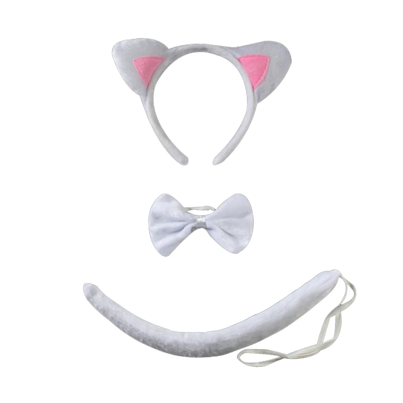 أسود القط الأبيض القط الأذن عقال توتو تنورة الذيل قفازات مجموعة المدرسة الحيوان فستان هالوين كرنفال هدية عيد ميلاد تأثيري حلي
