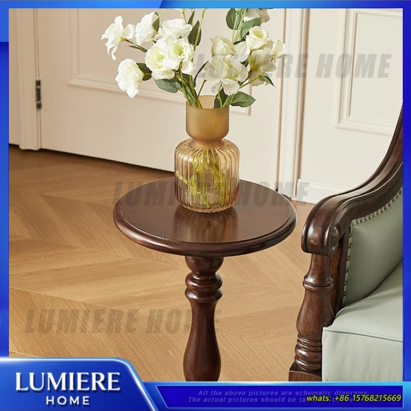 

Round Wooden Coffee Table for Living Room Small Side Table Farmhouse Style End Table for Bedroom Balcony Sofa Use Solid Wood