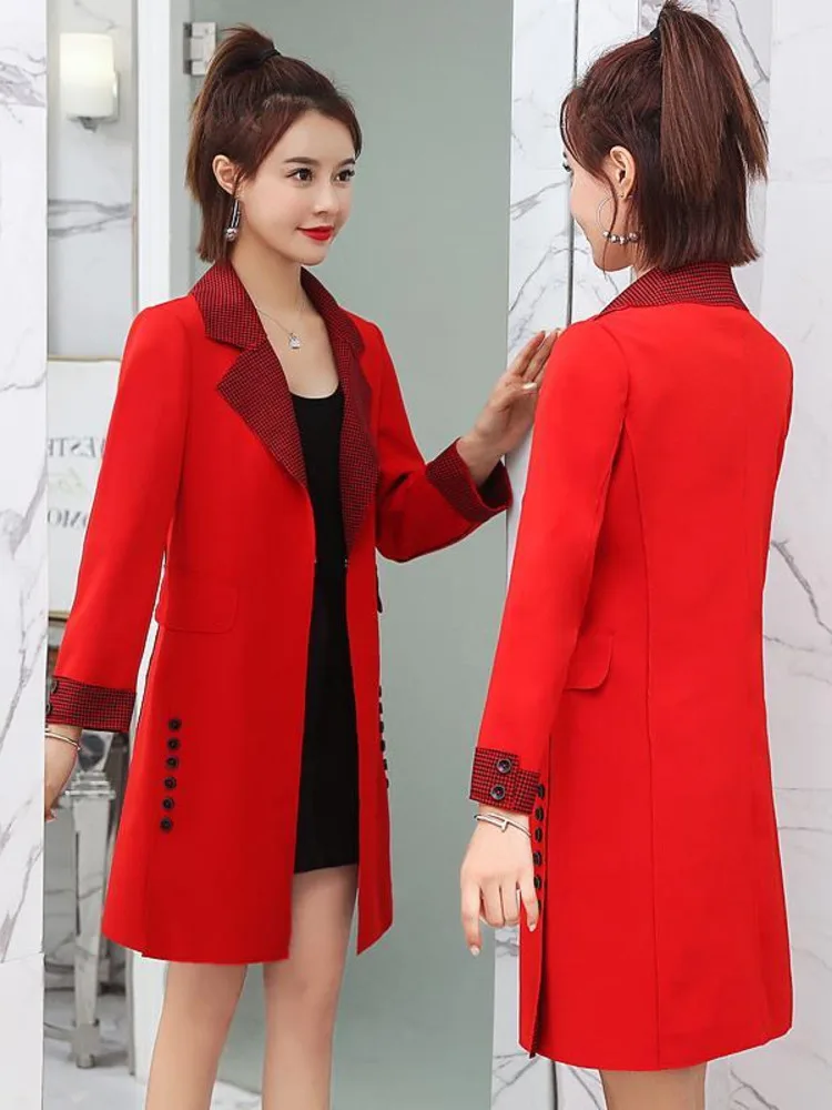 

Women's Fashion All-match Streetwear Mid-Length Coat Temperament Solid Color Elegant Casual Jacket Spring Autumn New 2023