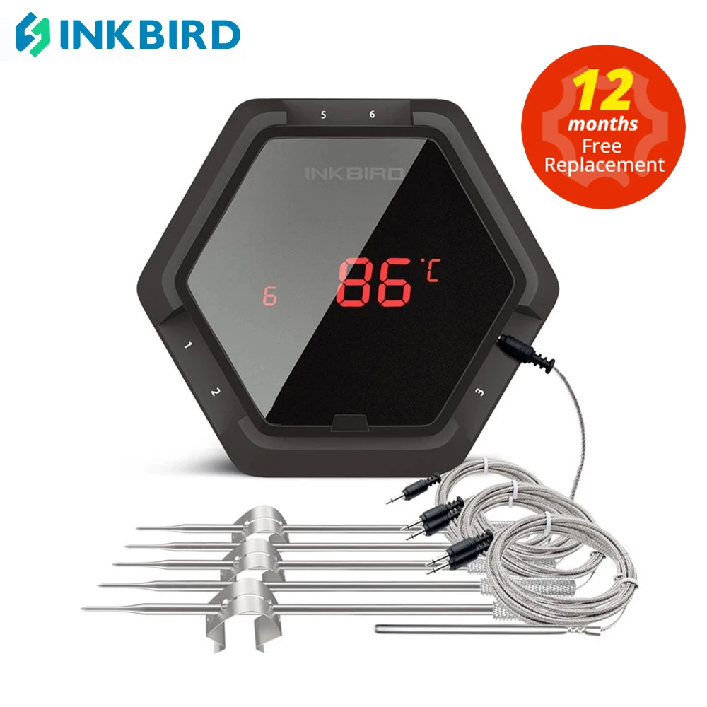 

INKBIRD IBT-6XS Wireless BBQ Thermometer Digital Cooking Meat Food Oven Grilling Thermometer 6 Probes&Timer USB Rechargeable