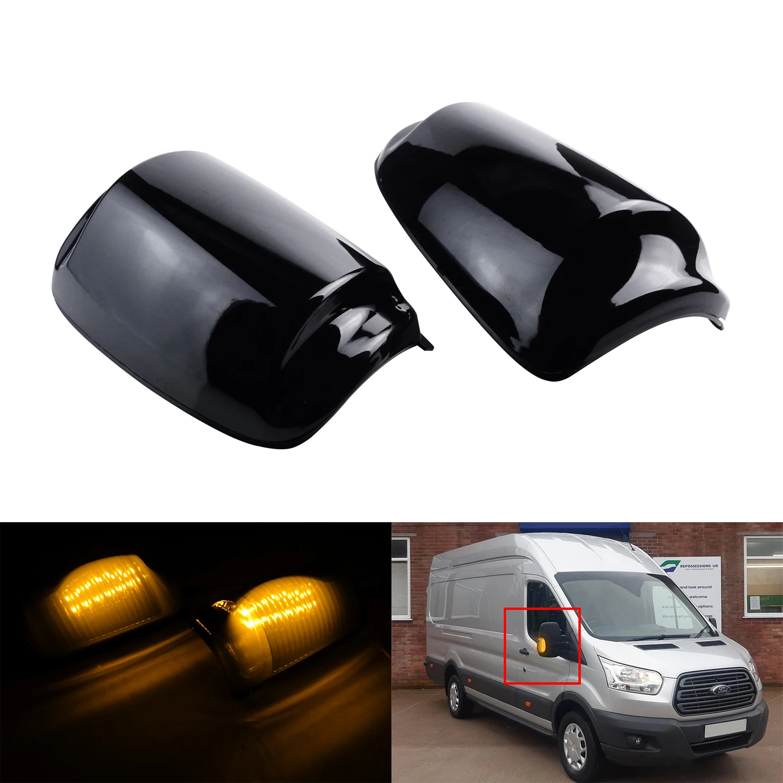 Black Smoked Lens LED Door Wing Mirror Indicator Light For Ford Transit MK8 13+