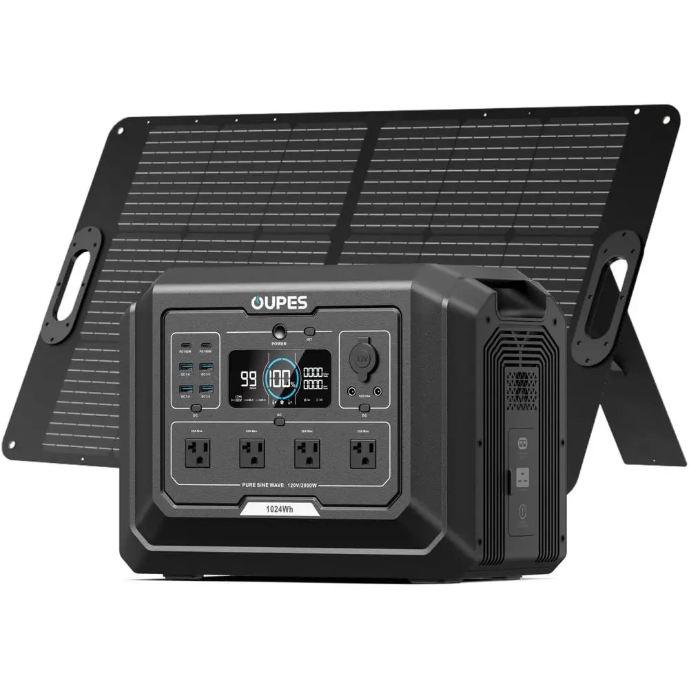 

2000W r Generator with Panels Included, 36Min ast Charge, 1024Wh LiePO4 Portable Power Station w/ 100W Panel, or Camping Road Tr