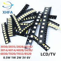 lot 1W-2W SMD LED Kit 3V/6V 2835/3030/2828/3535/5630/7020/7030/4020/4014/7032 Cold white For TV Backlight Beads 170pcs