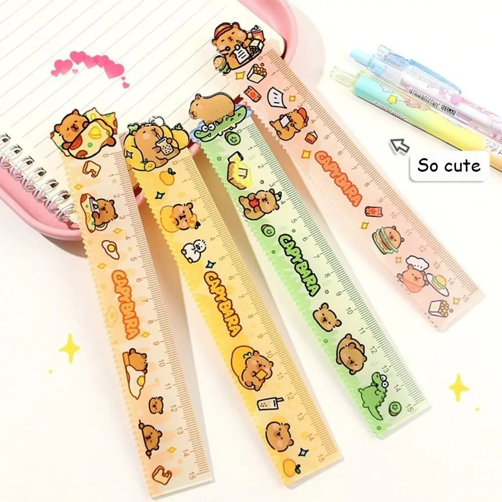 New 15cm Capybara Ruler School Office Supplies Acrylic Drawing Tools Wavy Lines Cute Cartoon School Stationery