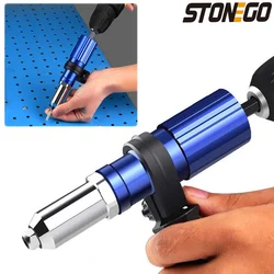 STONEGO Electric Rivet Gun Adapter 2.4mm-4.8mm Rivet Nut Gun Drill Adapter Cordless Riveting Tool Insert Nut Pull Rivet Tool