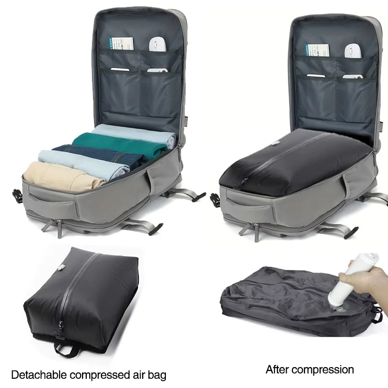 Airbag-Reiserucksack, Wasserdichter Outdoor-Sportrucksack, 15,6-Zoll-Laptop, Vakuum-Kompressionsrucksack, mit Pumpe – Detail 3