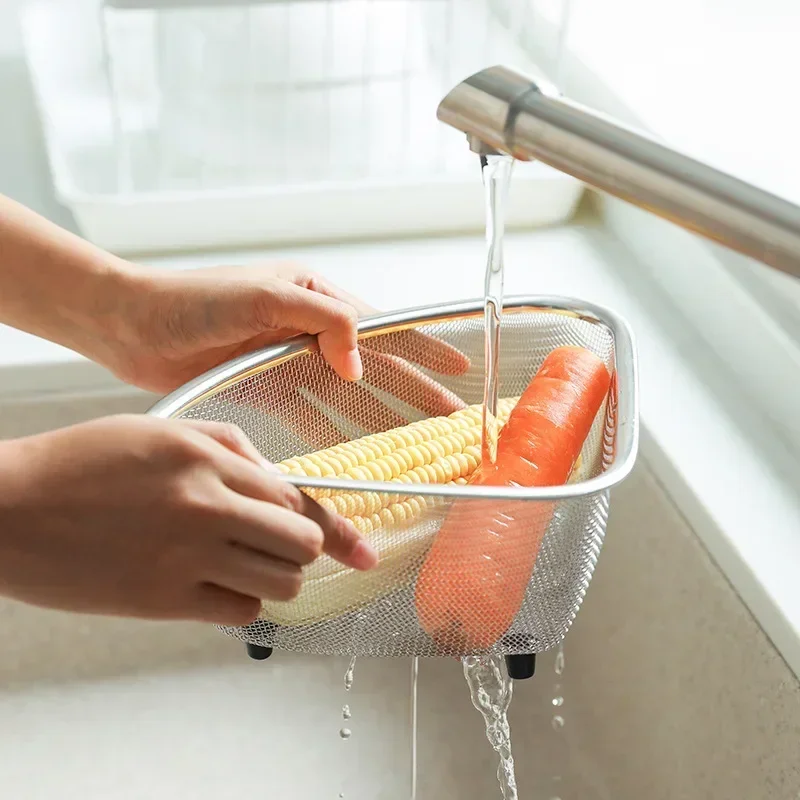 S/L Sink Drain Basket Stainless Steel Triangle Kitchen Residue Filter Net Wash Vegetable Basket Storage Shelf Household Tools