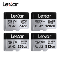 Original Lexar Professional Micro SD Card SILVER PLUS MicroSDXC 256GB 128GB 64GB V30 A2 Read 205MB/s TF Card Memory Card For 4K