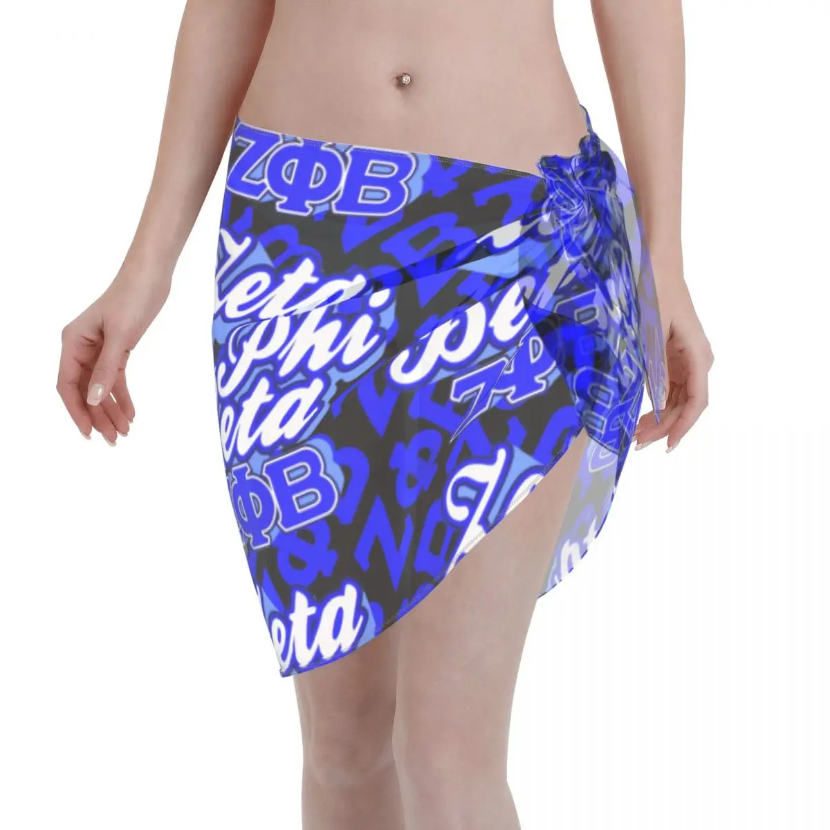 

Custom Fashion Zeta Phi Beta Beach Skirt Women Short Sarongs Beach Wrap For Swimwear Beach Cover ups