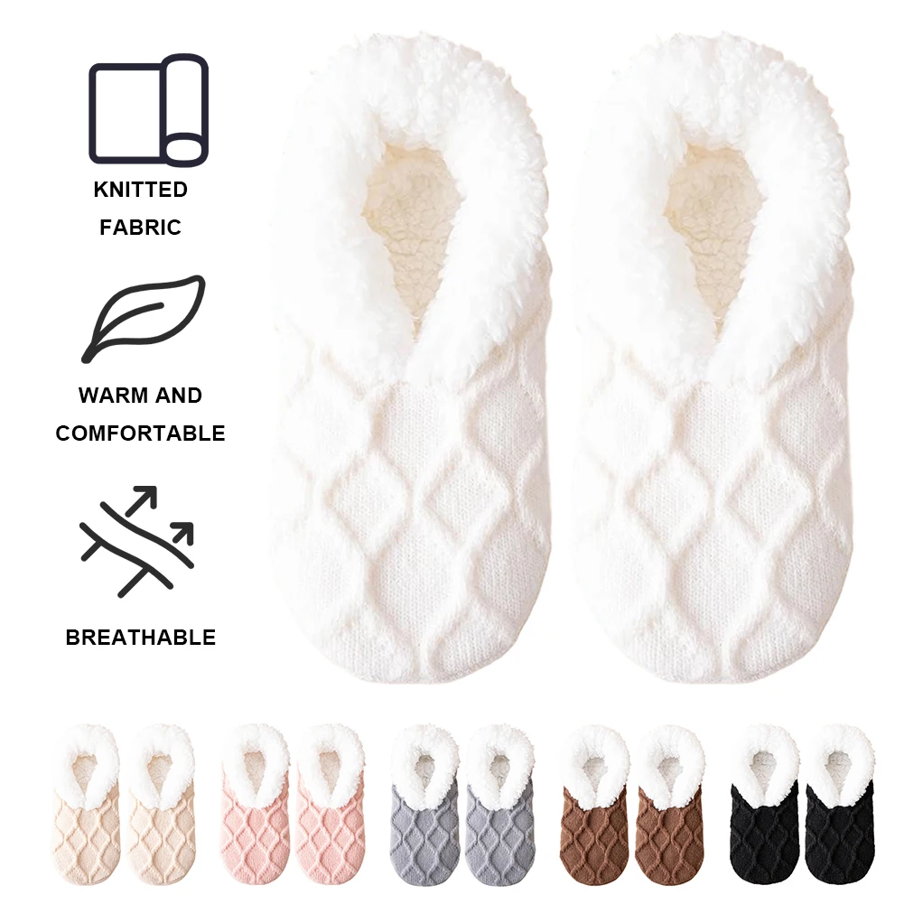 Fall and Winter Floor Socks Indoor Home Slippers Socks Non Slip Sleep Carpet Sock Warm Bedroom Sleeping Sock Soft for Women Men