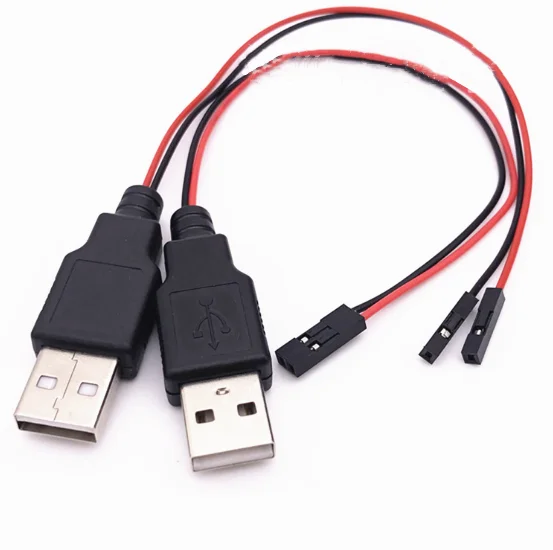 2pcs USB to DuPont 2.54mm1P2P two-core power cord terminal line chassis control extension cable