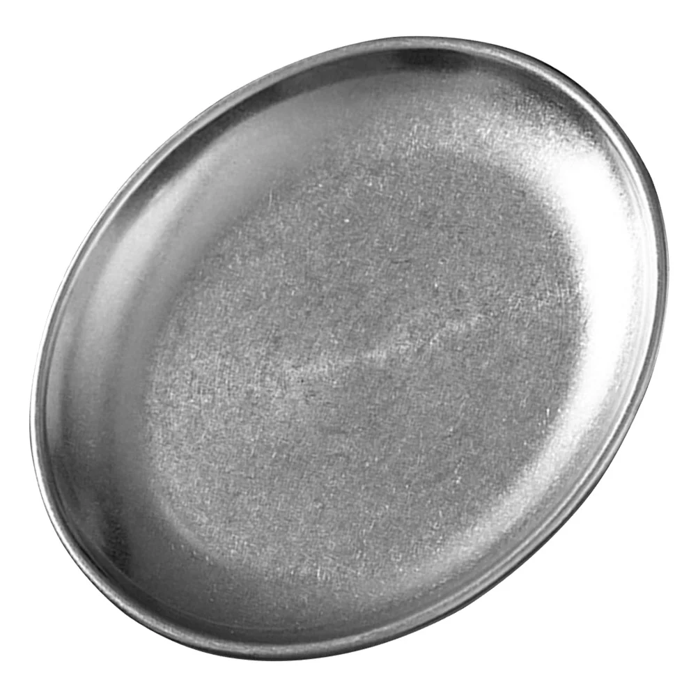 

Vintage Stainless Steel Plate Round Metal Dish Camping Shatterproof Dinnerware Sushi Beef Tray Silver Kitchenware Reusable