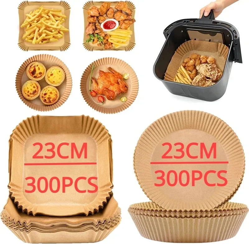 Grande 23cm friggitrice ad aria fodera di carta usa e getta antiaderente Airfryer pergamena carta da forno speciale per 3-10QT cestello per