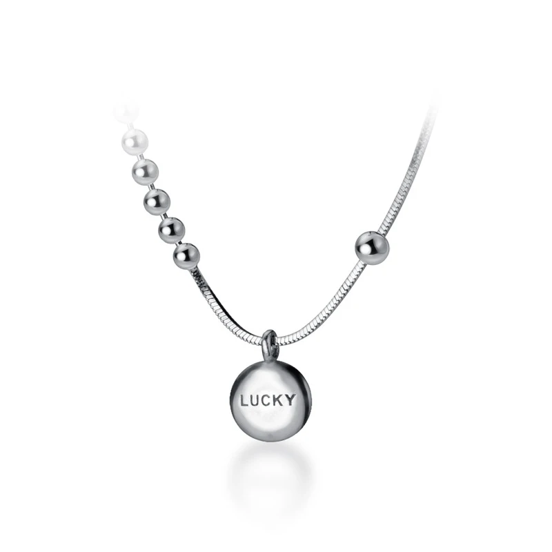 Modian Authentic 925 Sterling Silver Coin Engraved Lucky Little Ball Pendant Necklace for Women Chokers Necklace Fine Jewelry