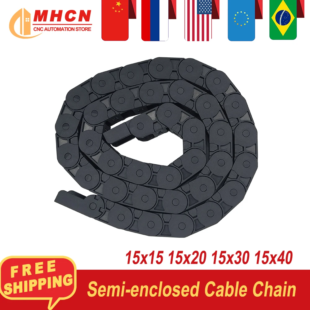 R28 Cable Chains 15x15 15x20 15x30 15x40 mm Bridge Type Non-Opening Semi-enclosed Plastic Towline Transmission Drag Chain