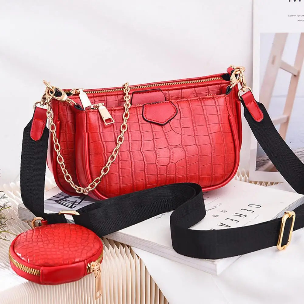 Crossbody Bag 2024 New Women's Korean Fashion Stylish Trendy Trio Shoulder Satchel Purse Ladies Handbag Wholesale Price