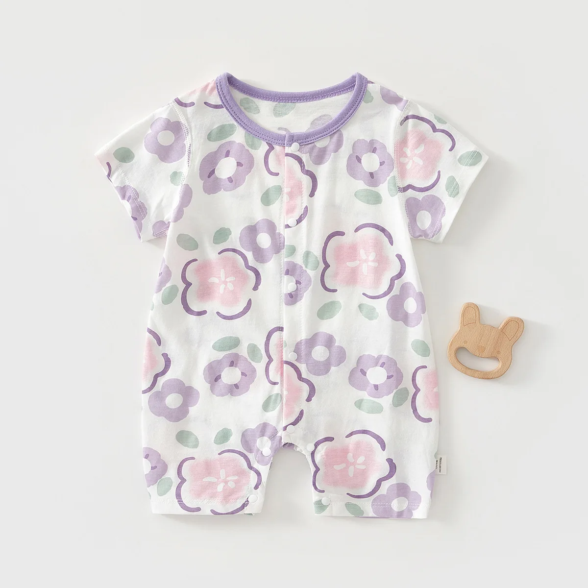 بدلة أطفال صيفية بأكمام قصيرة من AYNIGIELL ملابس أطفال رفيعة للخروج من Ha Yi ملابس أطفال حديثي الولادة بدون عظم 0-18 متر ثوب فضفاض للأطفال