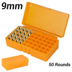 50 colpi scatola di munizioni tattiche 9mm pistola fucile munizioni proiettile Carry Storage Box Flip-Top custodia per cartucce accessorio da caccia