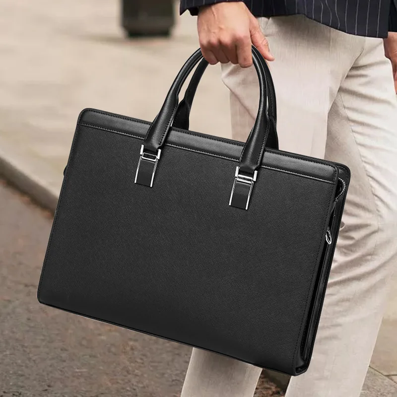 

New Men Genuine Messenger Leather Large Capacity Handbag Fashion Cowhide Laptop Luxury Brand Business Simple Men's Briefcase