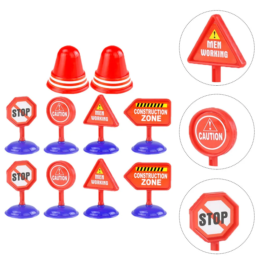 

10Pcs Road Sign Simulation Educational DIY Children Roadblock Warning Traffic Scene Game Set for Development Roadblock Sign