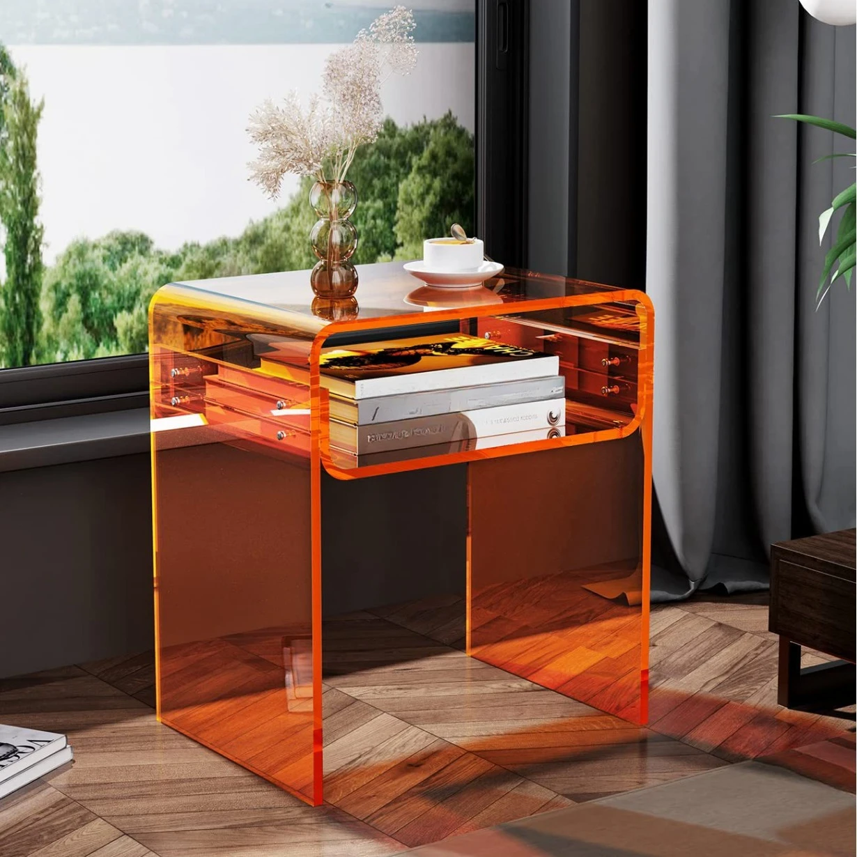 Transparent acrylic coffee table living room 2 floors bedside bedside table bedroom home decoration