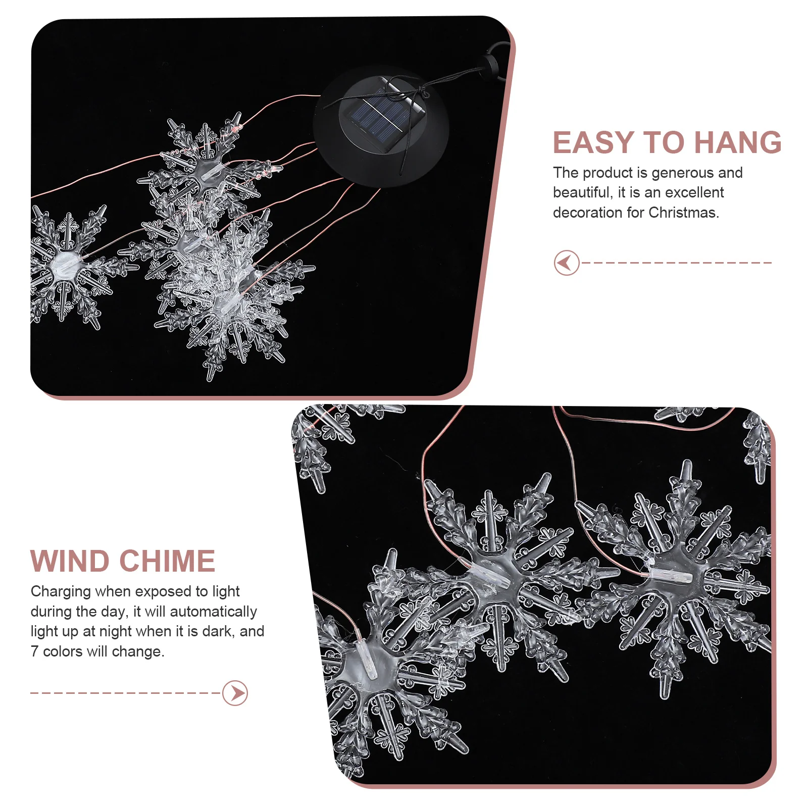 الطاقة الشمسية الرياح الرنين 6 أضواء LED الملونة تغيير الشمسية شحن الإضاءة الليلية في الهواء الطلق شنقا مصباح جرس الرياح الزخرفية #4