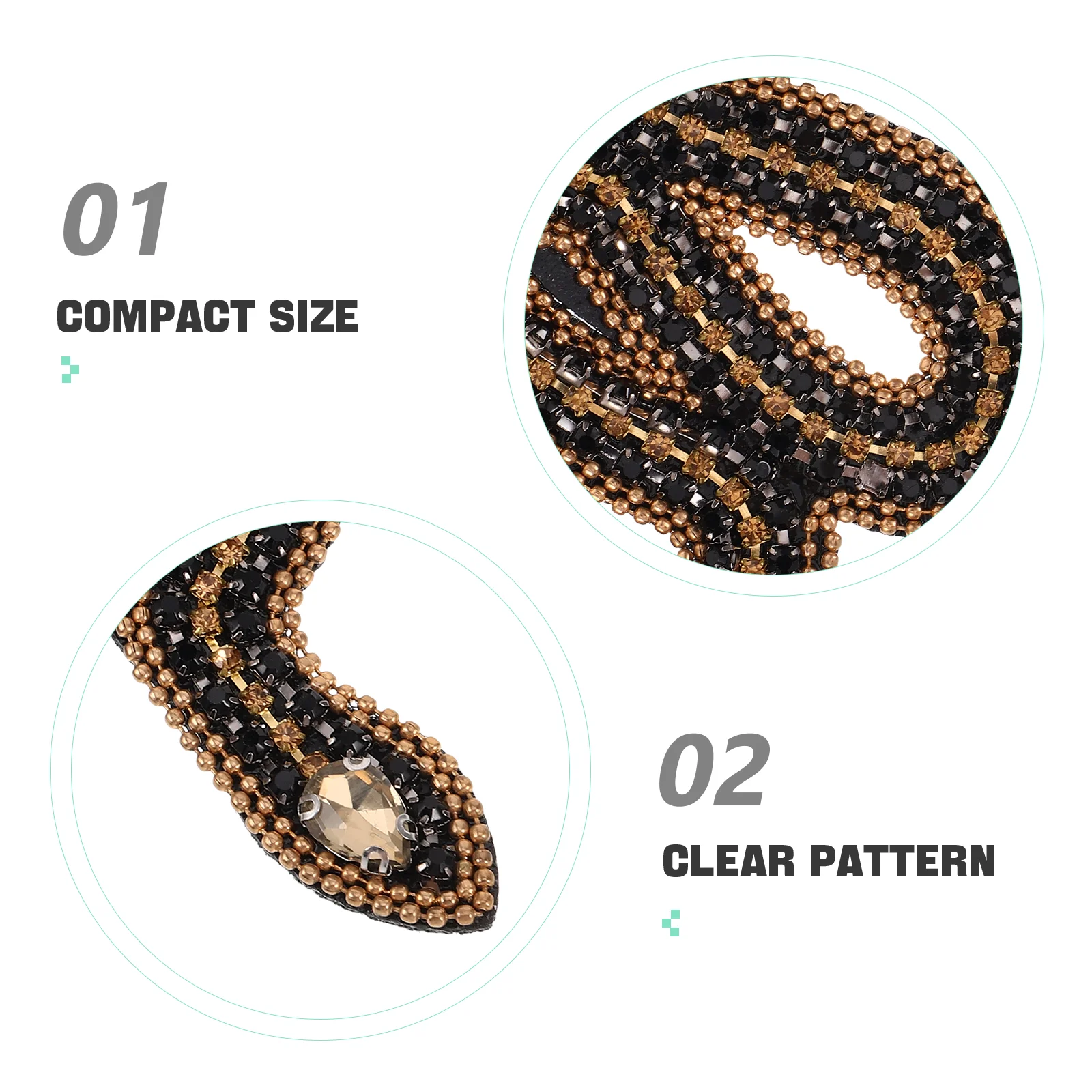 4 Pcs Snake Shaped Rhinestone Cloth Patch Badges Applique Sticker Rhinestones Crystal Plastic Clothes