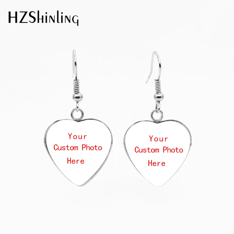 2023 neue Mode Customed Foto Tear Drop Glas Cabochon Fisch Haken Ohrringe Personalisierte Schmuck Ohrringe OMG