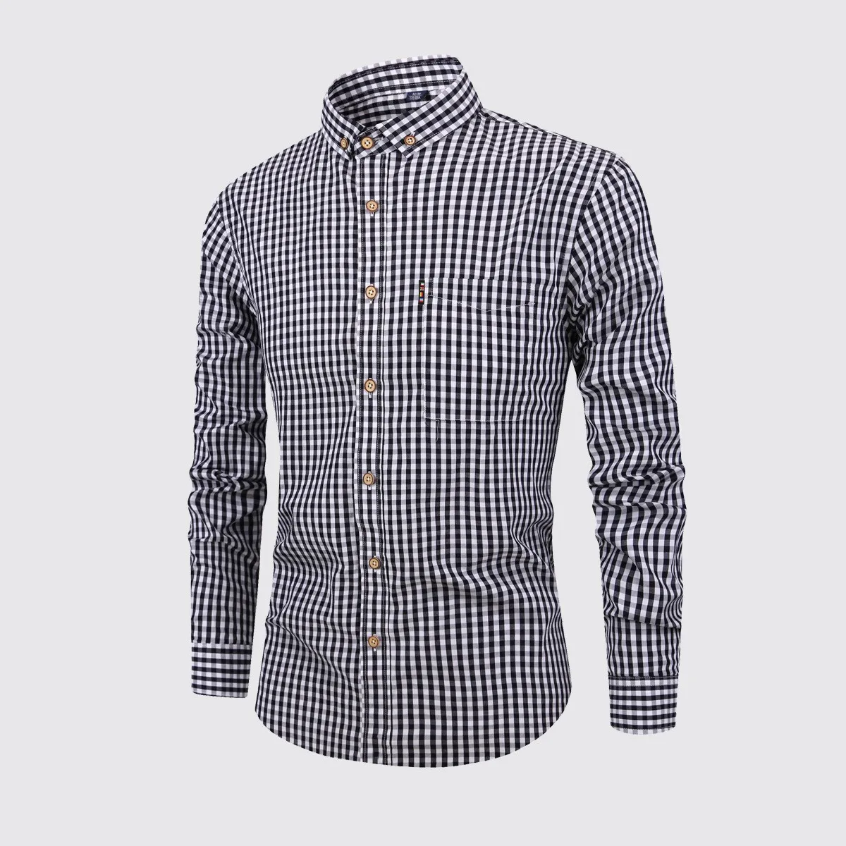 

Men's New Spring Lapel Shirt Breathable Cotton Plaid Long Sleeve Fashion Casual Slim Fit Soft Comfortable Daily Wear Tops