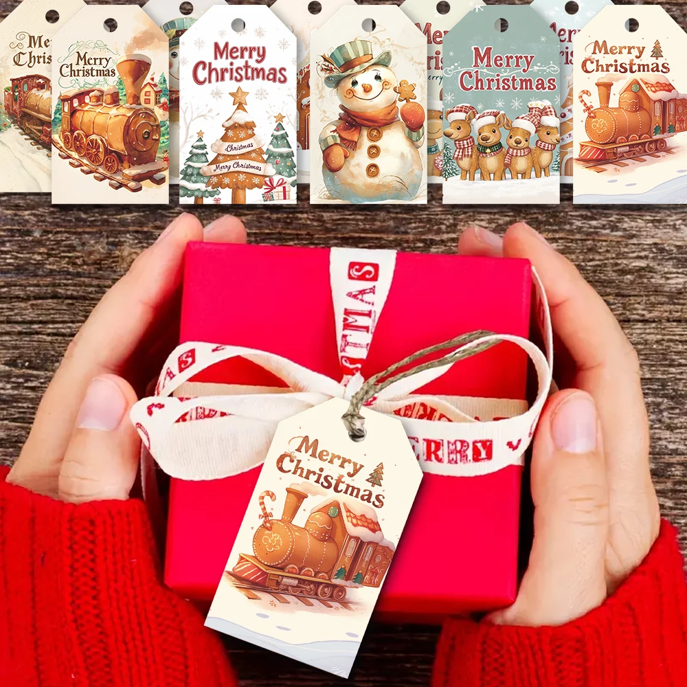 40個、クリスマスタグ、ギフトラベル、パーティーデコレーション、DIYカード、ホリデーホームデコレーション、グリーティングカード、パーティーカード、ギフト紐