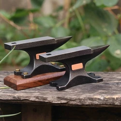 DIY Iron Anvil Alloy Steel Forming Work Surface Bench Tool Metal Beat Pad With Walnut Base For Gold Silver Jewelry Making