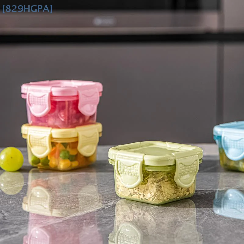 4Pcs/set Mini Food Storage Containers,60ml Condiment Sauce Containers With Leakproof Lids,Small Freezer Airtight Storage Jar