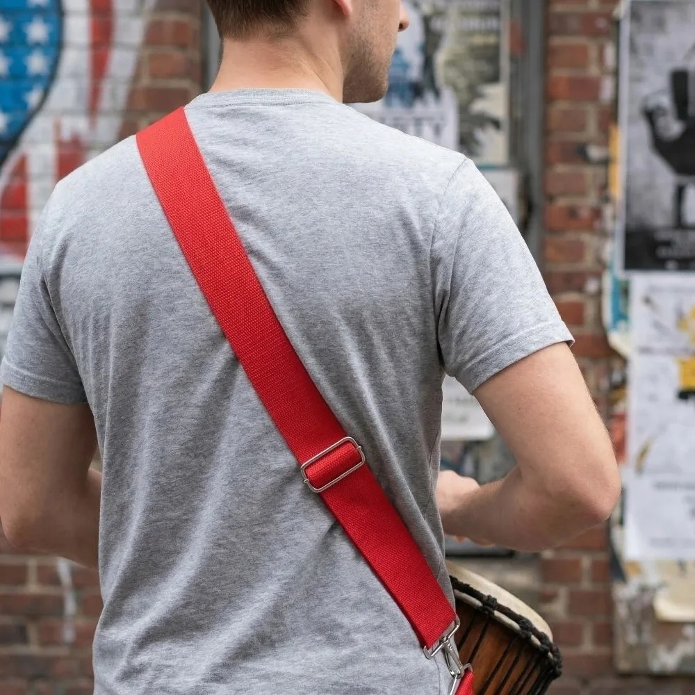 Polyester Nylon ​African Drum Strap​ ​Red ​Waist Strap​ ​Snare Drum Sling​ ​Marching Band Drum Sling​ ​With Metal Hook