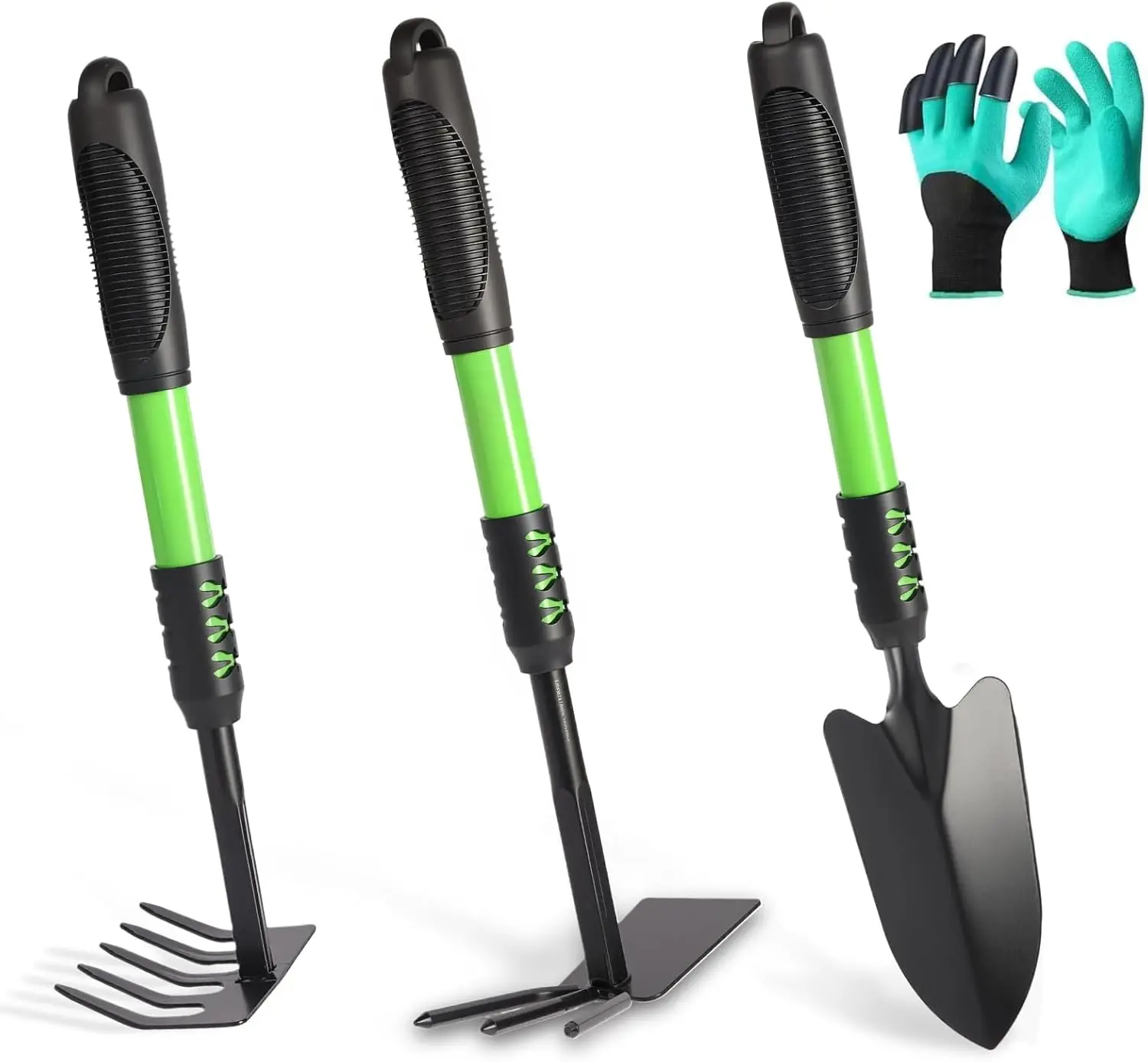 

Garden Tool Set 4 Pack Gardening Tools, Stainless Steel Heavy Duty Hand Cultivator, Hoes, Shovel, for Planting Weeding Digging