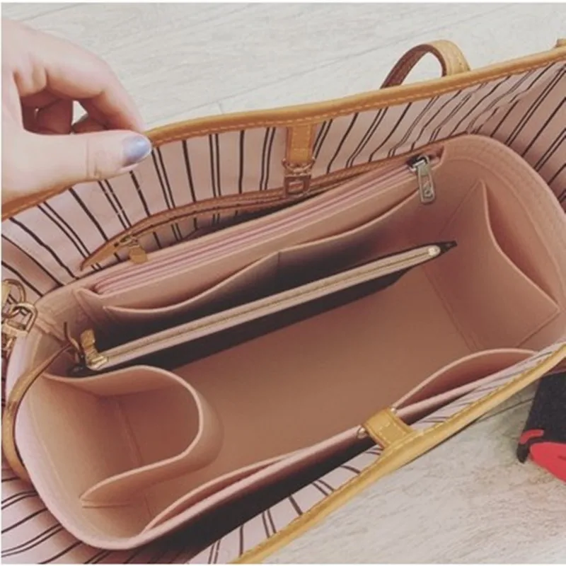 Fits For NeverFull PM MM GM Felt Cloth Insert Bag Organizer Makeup Handbag Organizer Travel Inner Purse Baby Cosmetic Mommy Bags