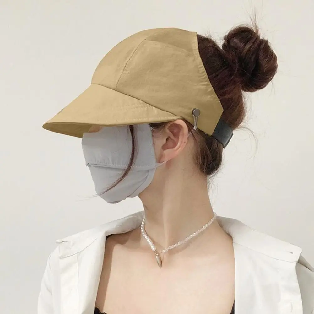 New Fashion Wide Brim Sun Hat Summer Women Foldable Fishing Hat Anti-UV with Face Mask Hook Sunscreen Baseball Cap