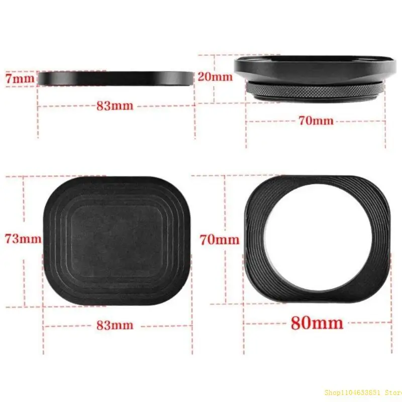 

62mm Square Lens Hood Aluminum Alloy Housing Reduces Glares and Protects Lens 0XLA