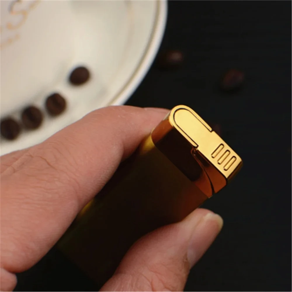 2024 Ultra Thin Metal Lighter Ultra Thin Metal Shell Torch Turbo Outdoor Jet Straight Fire Gas Butane Welding Cigarette Lighter