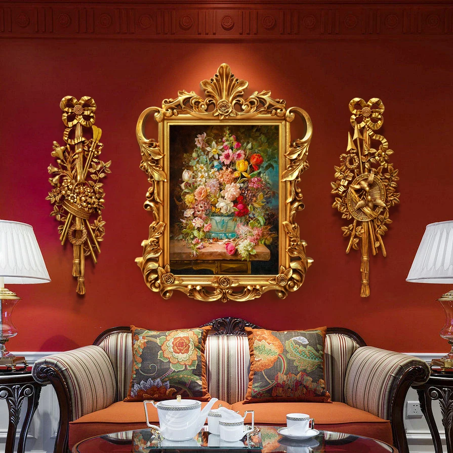 Entrance high-end decorative painting European style living room dining room background wall wall hanging painting flower rose F