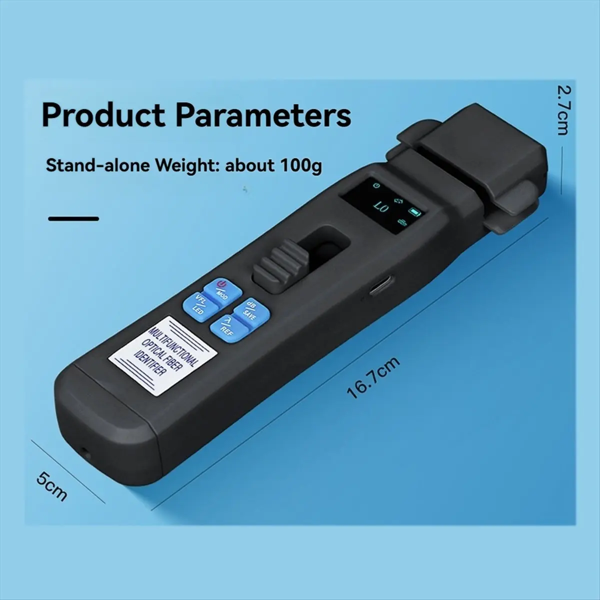 Black AUA-C605 Rechargeable Optical Fiber Identifier + OPM + VFL + LED Light Fiber Optic Cable Tester FTTH Tool