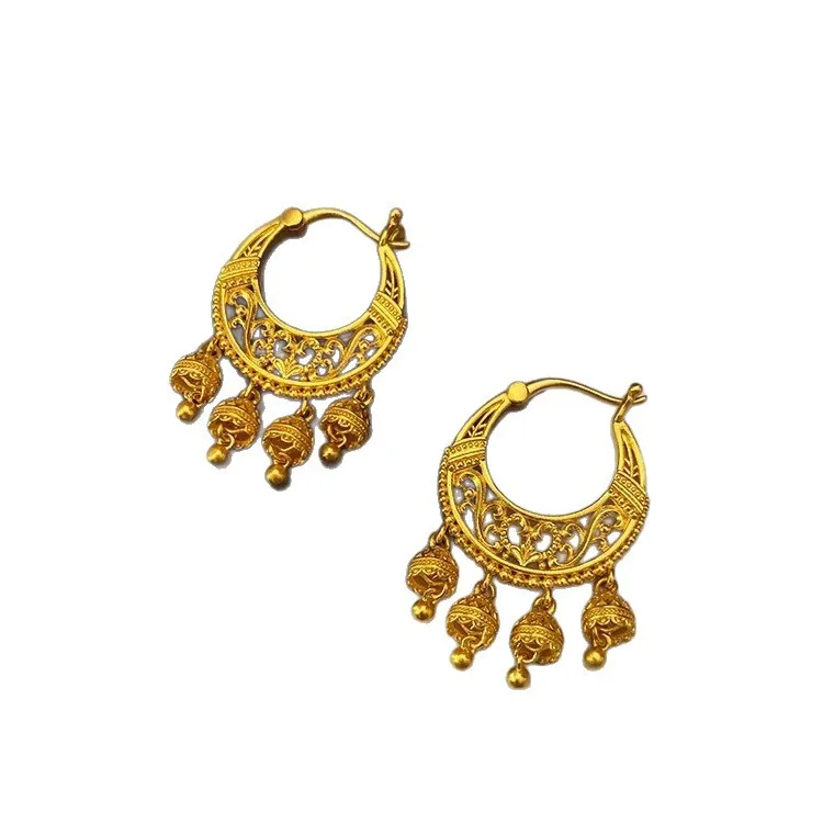 Luxury 24K 9999 Pure Gold real gold Women's Angela Bohemian Ear Ring Fashion Earrings