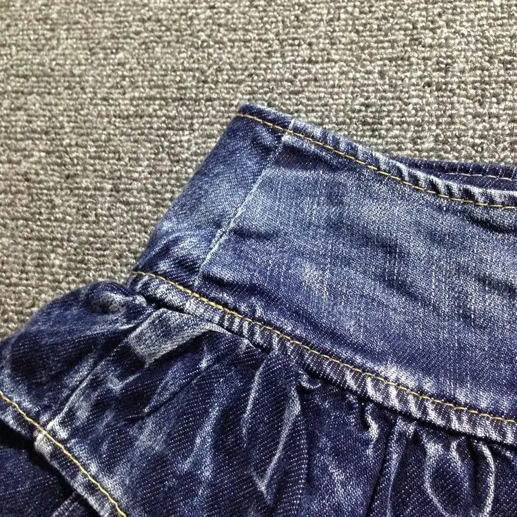 Saia jeans sexy de cintura baixa, mini saia plissada feminina, saia curta de babados, bar boate, novo, verão, 2024