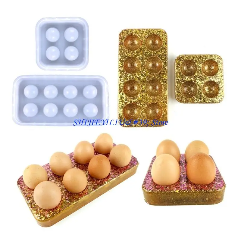 

E21F 2 Pieces Egg Holder Silicone Resin Molds Egg Tray Rack Epoxy Silicone Casting Molds for Fridge Refrigerator