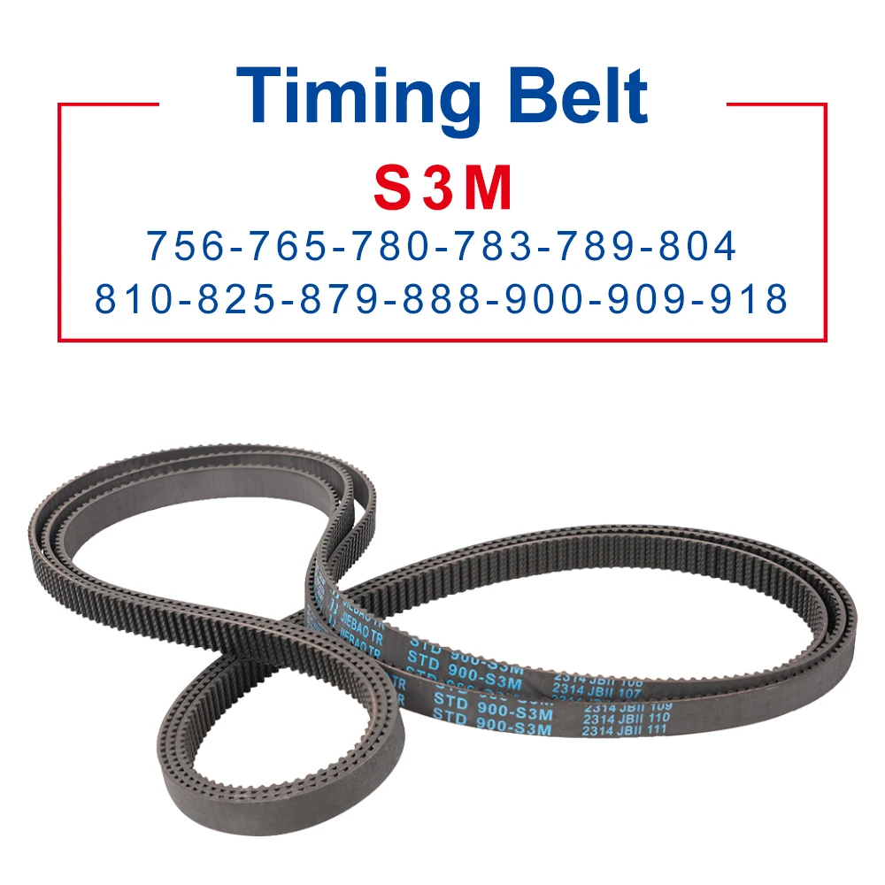 Rubber Belt S3M756/765/780/783/789/804/810/825/879/888/900/909/918 3mm Pitch Closed Loop Transmission Belt Circular Teeth