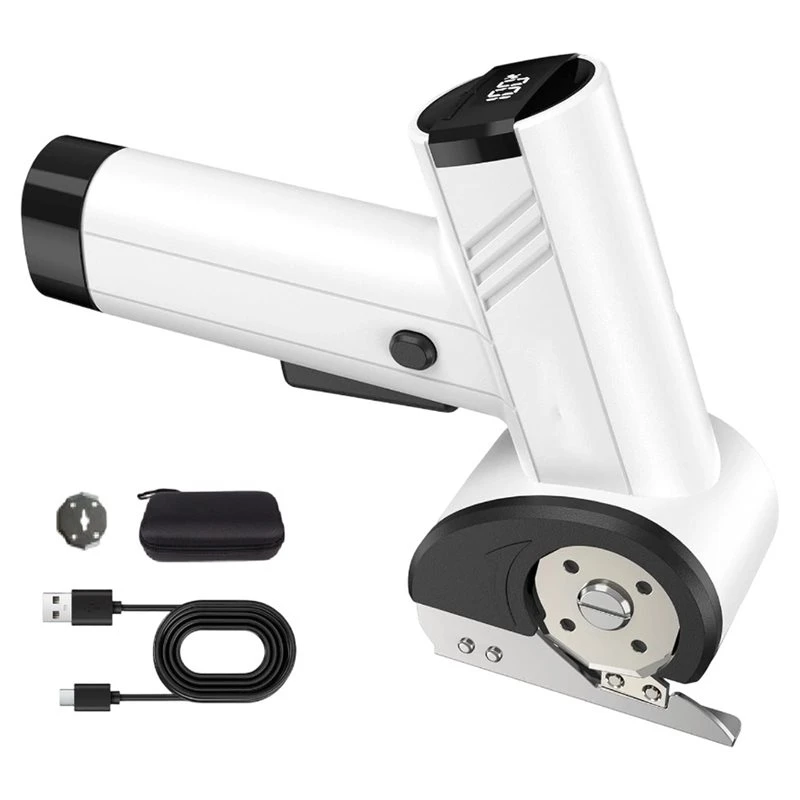 T19C Cordless 4-Speed Electric Scissors, 4.2V LED Display Cardboard Mat Cutter For Leather Carpets