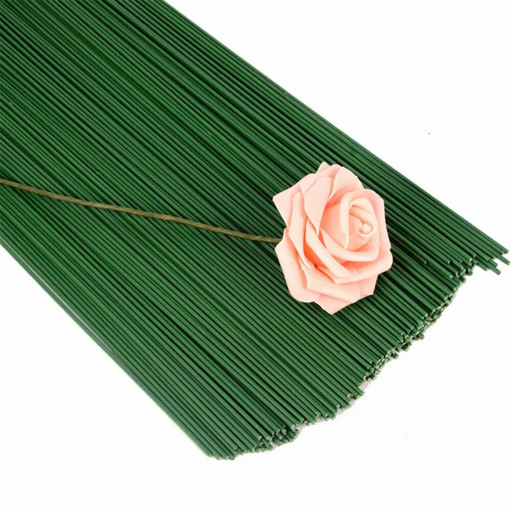 10/20/30pcs Diameter 2mm Dark Green Paper Wrapped Floral Stem Wire 16 Inch DIY Bouquet Stem Wrapping and Craft Fake Flower Decor